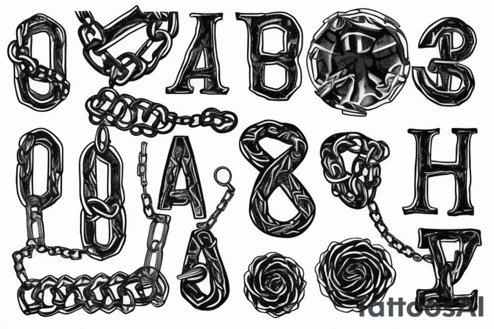 It must be focused on the  capital letter J but must be hidden with chains tattoo idea