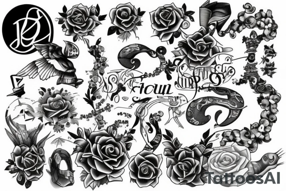 It must be focused on the  capital letter J but must be hidden with other letters tattoo idea
