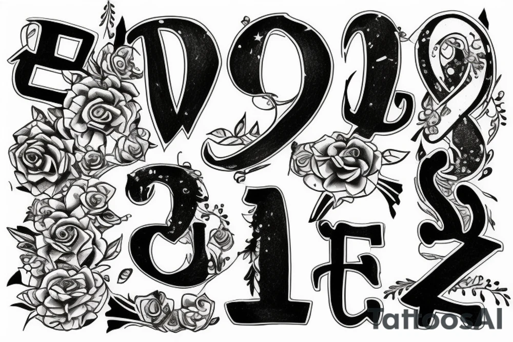 It must be focused on the  capital letter J but must be hidden with other letters tattoo idea
