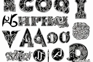 It must be focused on the  capital letter J but must be hidden with other letters tattoo idea