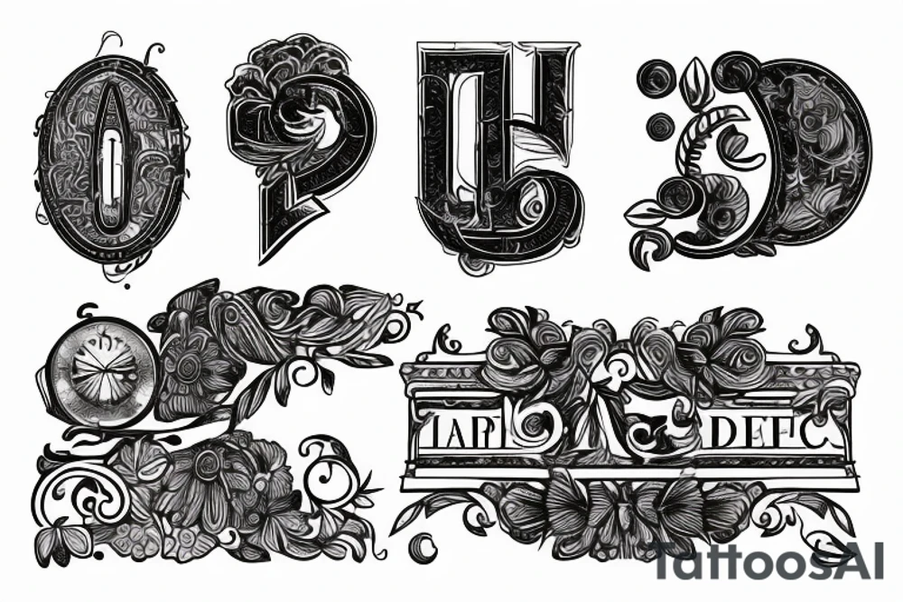 A capital j letter in an 1900 modernist style tattoo idea