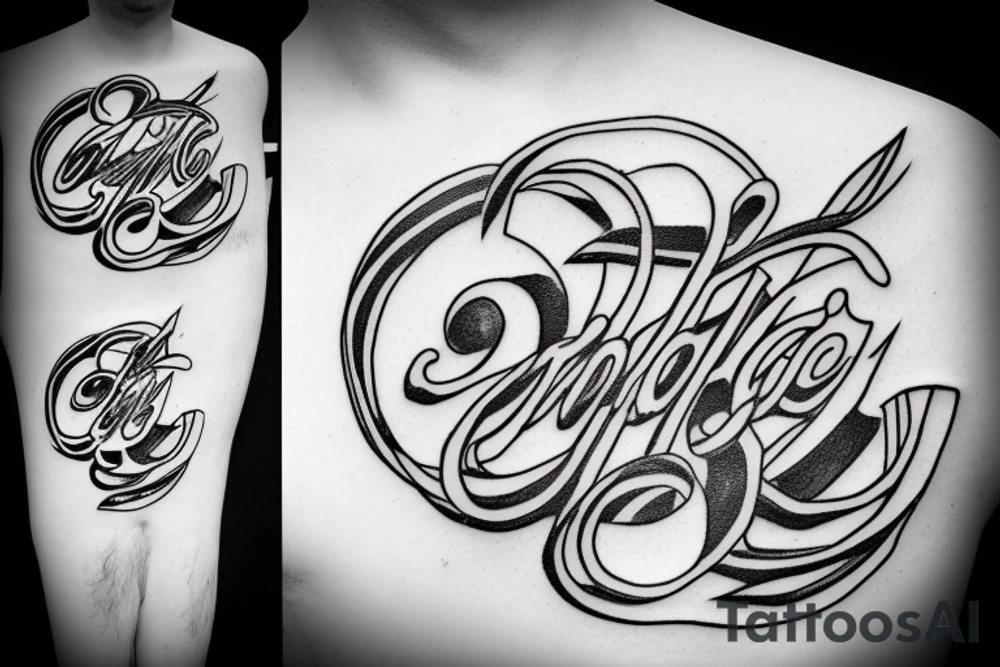 A capital j letter in an 1900 modernist style tattoo idea