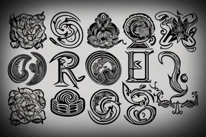 A capital j letter in an 1900 modernist style tattoo idea
