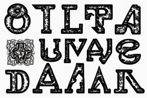 A capital j letter in an 1900 modernist style tattoo idea