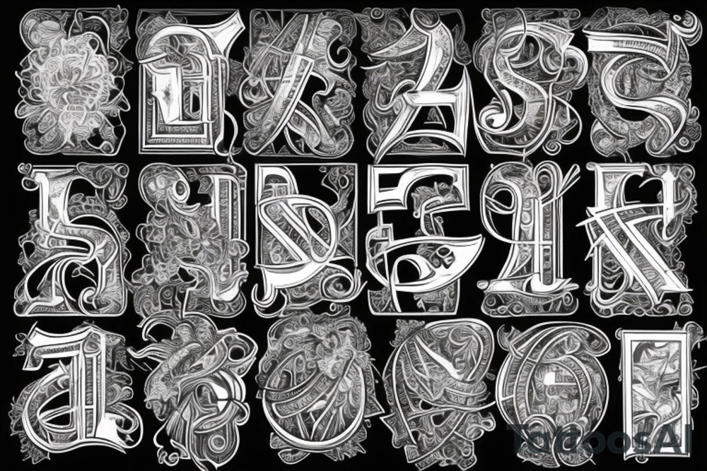 A capital j letter in an 1900 modernist style tattoo idea