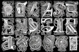 A capital j letter in an 1900 modernist style tattoo idea