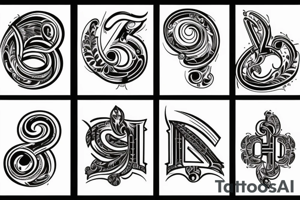 A capital j letter in an 1900 modernist style tattoo idea