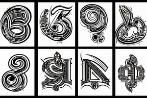 A capital j letter in an 1900 modernist style tattoo idea