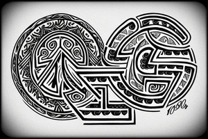 A capital j letter in an 1900 modernist style tattoo idea