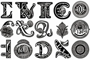 A capital j letter in an 1900 modernist style tattoo idea