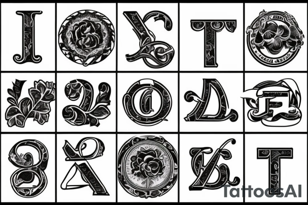 A capital j letter in an 1900 modernist style tattoo idea