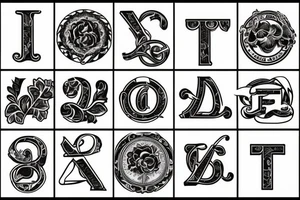 A capital j letter in an 1900 modernist style tattoo idea
