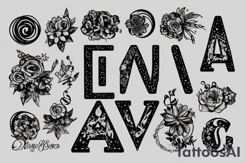 J letter in white canvas tattoo idea
