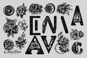 J letter in white canvas tattoo idea