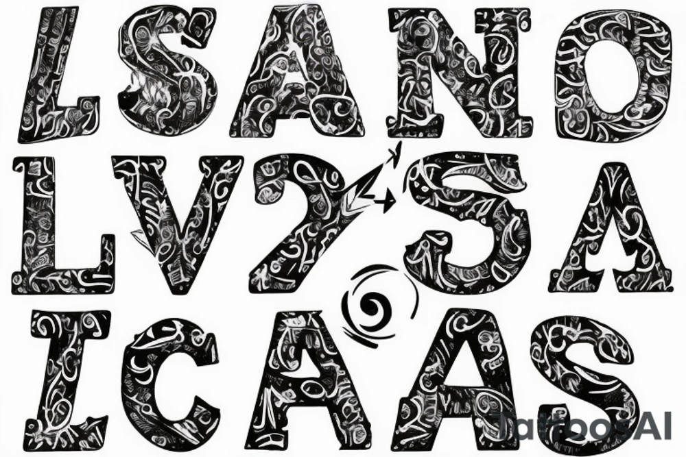 J letter in white canvas tattoo idea
