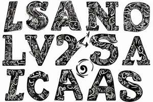J letter in white canvas tattoo idea