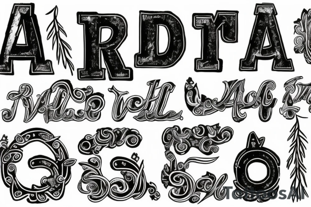 J letter in white canvas tattoo idea
