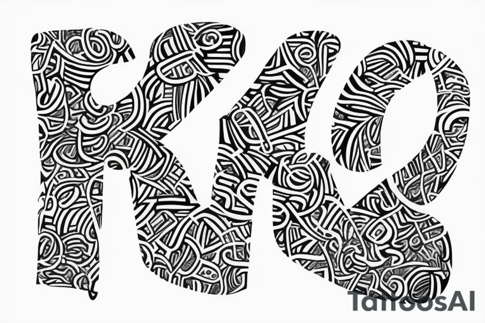 J letter in white canvas tattoo idea