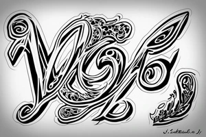 J letter in white canvas tattoo idea