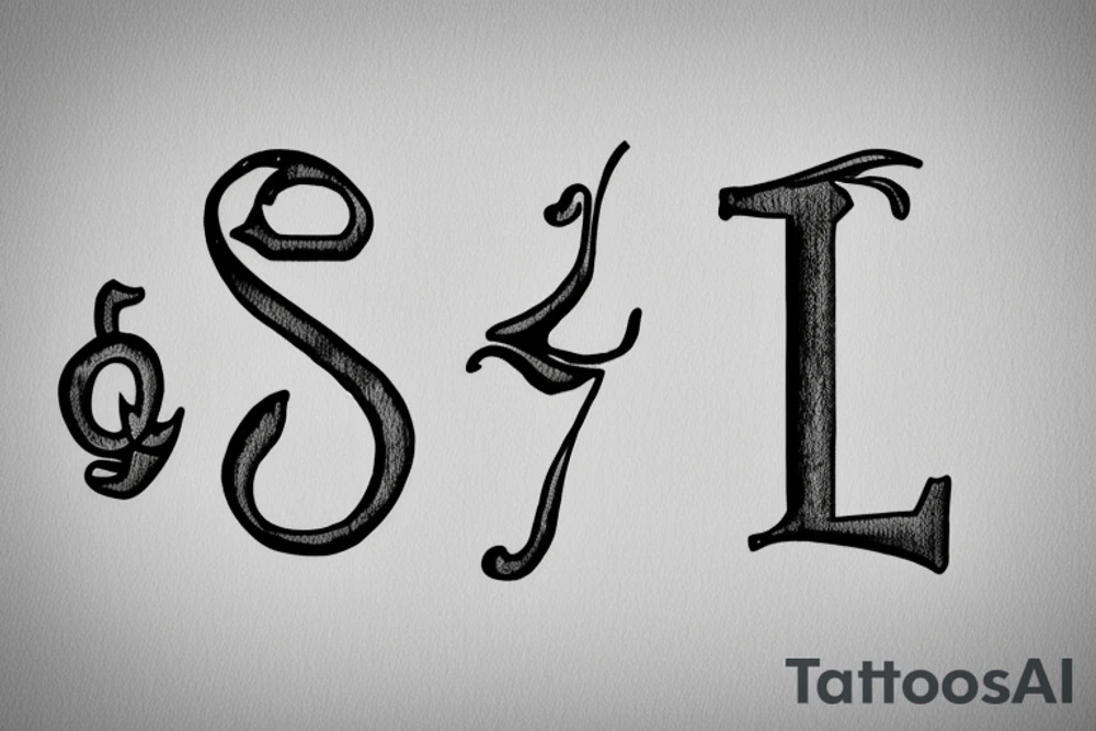 J letter in white canvas tattoo idea