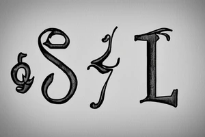 J letter in white canvas tattoo idea