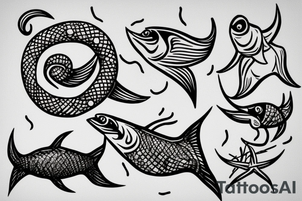Fish Hook in white canvas tattoo idea