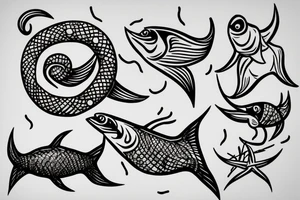 Fish Hook in white canvas tattoo idea
