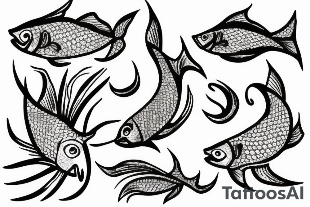 Fish Hook in white canvas tattoo idea