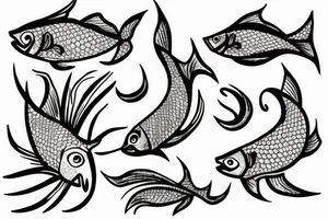 Fish Hook in white canvas tattoo idea