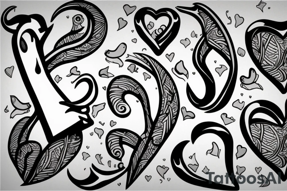 Fish hook a heart tattoo idea