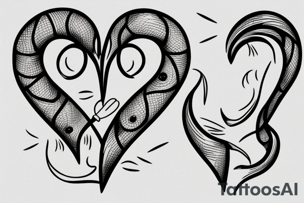 Fish hook a heart tattoo idea