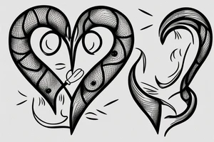 Fish hook a heart tattoo idea