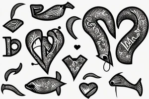 Fish hook a heart with a j letter tattoo idea