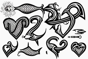 Fish hook a heart with a j letter tattoo idea