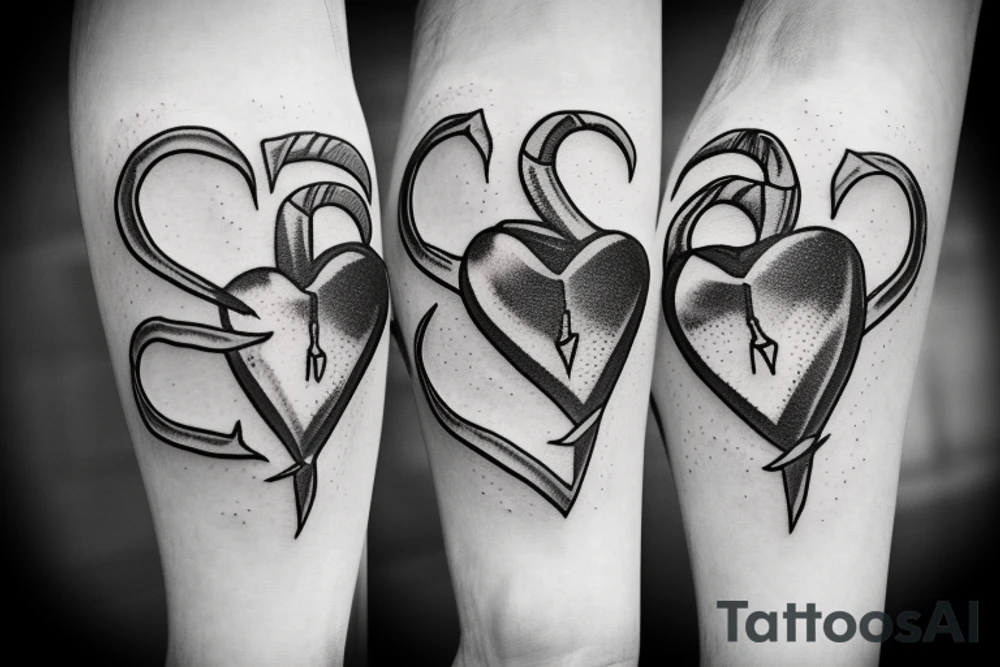 Fish hook a heart with a j letter tattoo idea