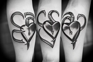 Fish hook a heart with a j letter tattoo idea