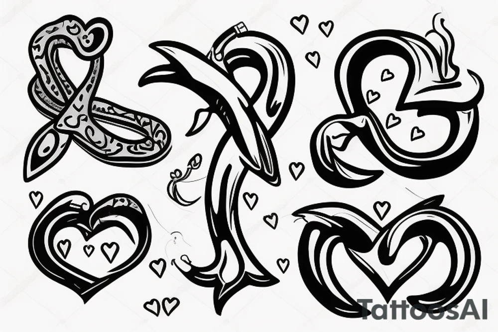 Fish hook a heart with a j letter tattoo idea