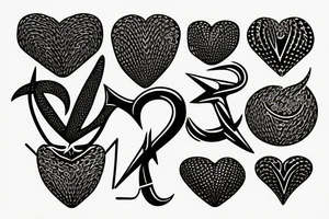 Fish hook a heart with a j letterin modernist style tattoo idea