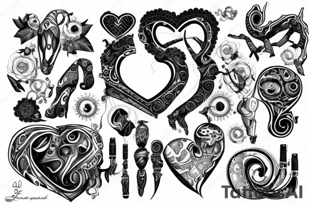 Loving heart of a slave girl with a big j inside tattoo idea