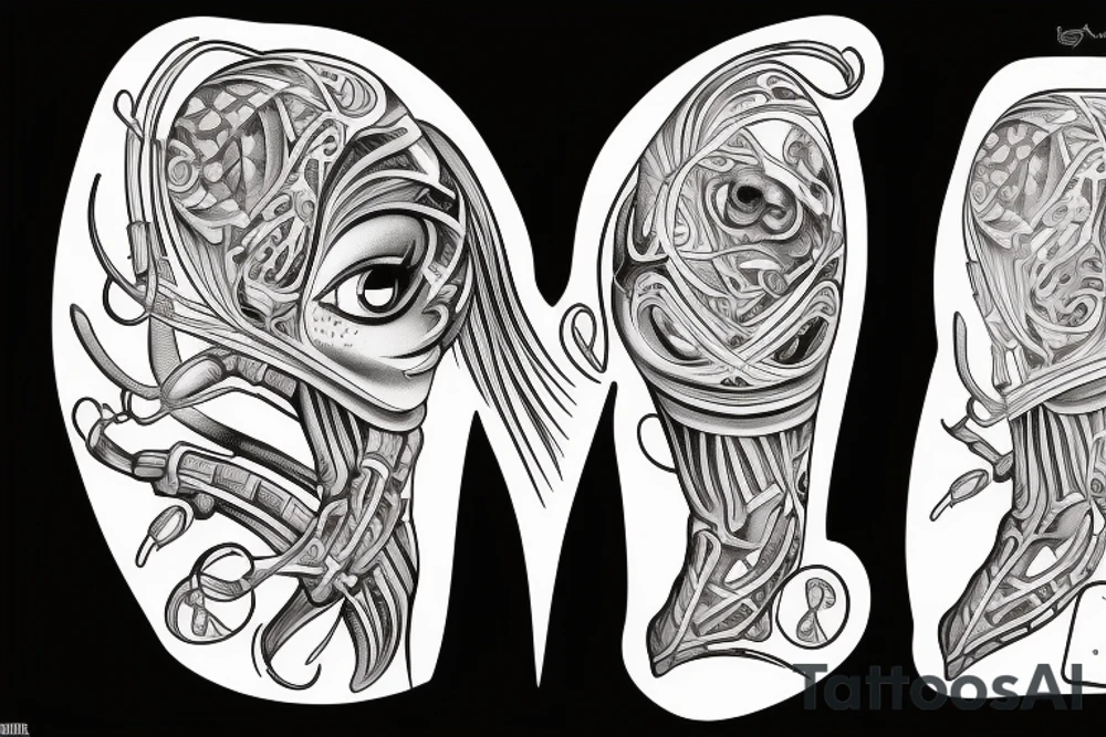 Loving heart of a slave girl with a big j letter inside tattoo idea