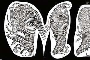 Loving heart of a slave girl with a big j letter inside tattoo idea