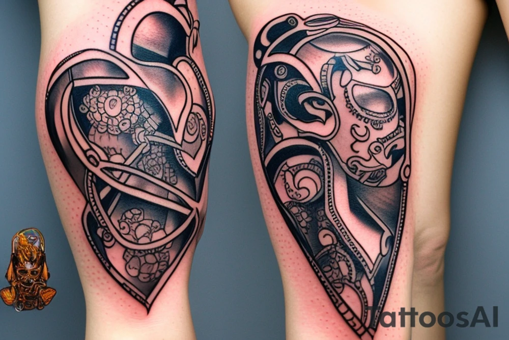 Loving heart of a slave girl with a big j letter inside tattoo idea