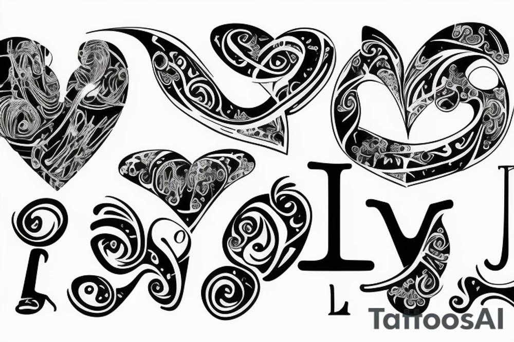 Loving heartl with a big j letter inside tattoo idea