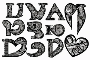 Loving heartl with a big j letter inside tattoo idea