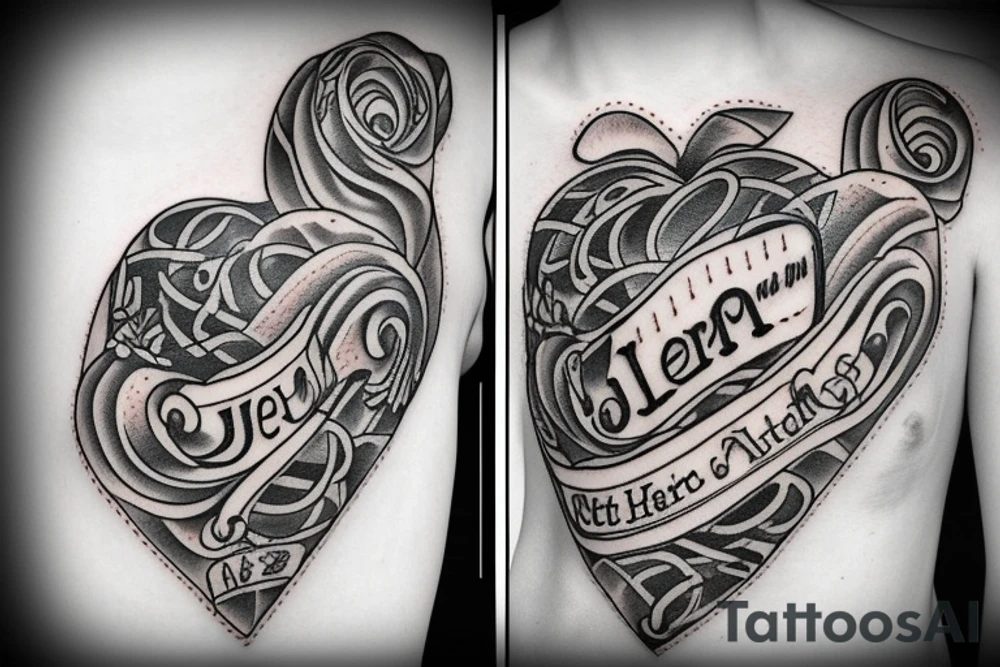 letter j seal in a.heart tattoo idea