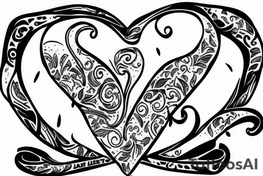 letter j seal in a little heart tattoo idea