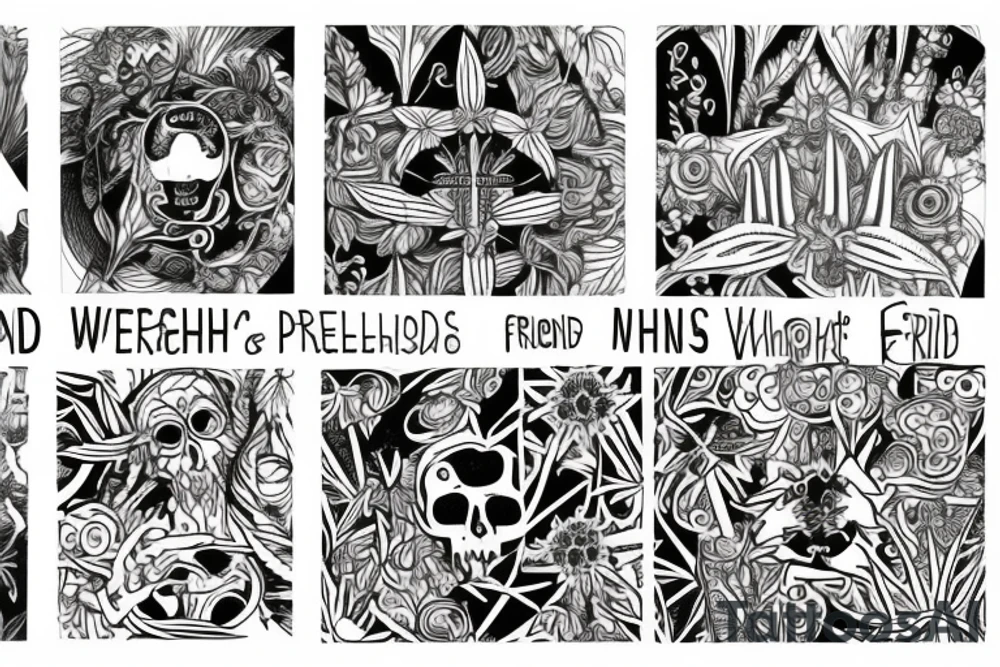 Small image representing friends, weed, psychedelics tattoo idea