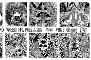 Small image representing friends, weed, psychedelics tattoo idea