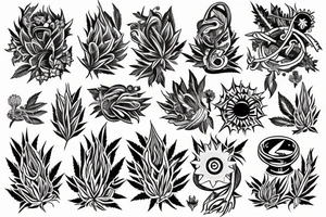 Small image representing friends, weed, psychedelics tattoo idea