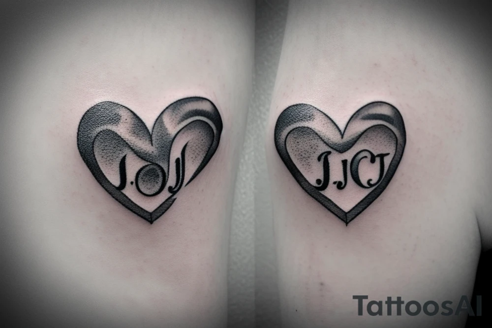 letter j seal in a little heart tattoo idea